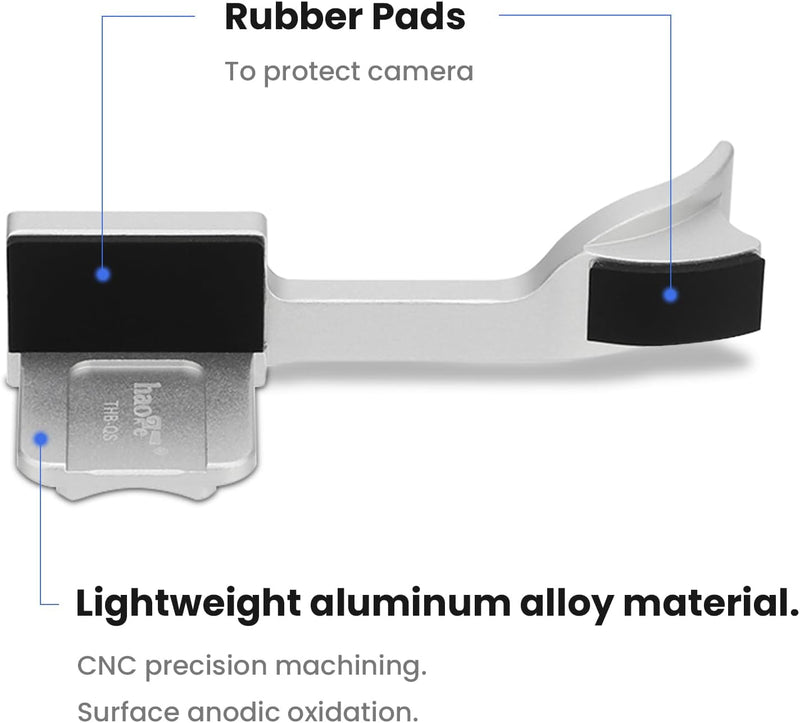 Haoge THB-QS Metall-Blitzschuh-Daumenauflage, Daumenauflage, Handgriff für Leica Q2 Kamera, silberfa