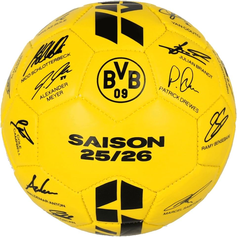 Borussia Dortmund BVB Unterschriftenball 2025/26, signiert, gelb, Grösse 1