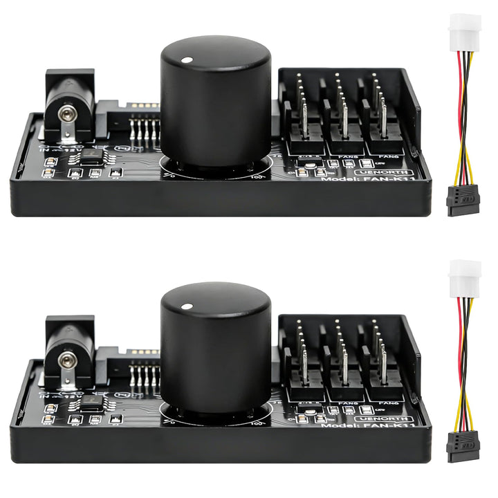 2 Stück PWM Lüfterdrehzahlregler 12V: 4-polig, PWM Lüfter Controller mit Kabel PC-Lüfteradapter-Hub