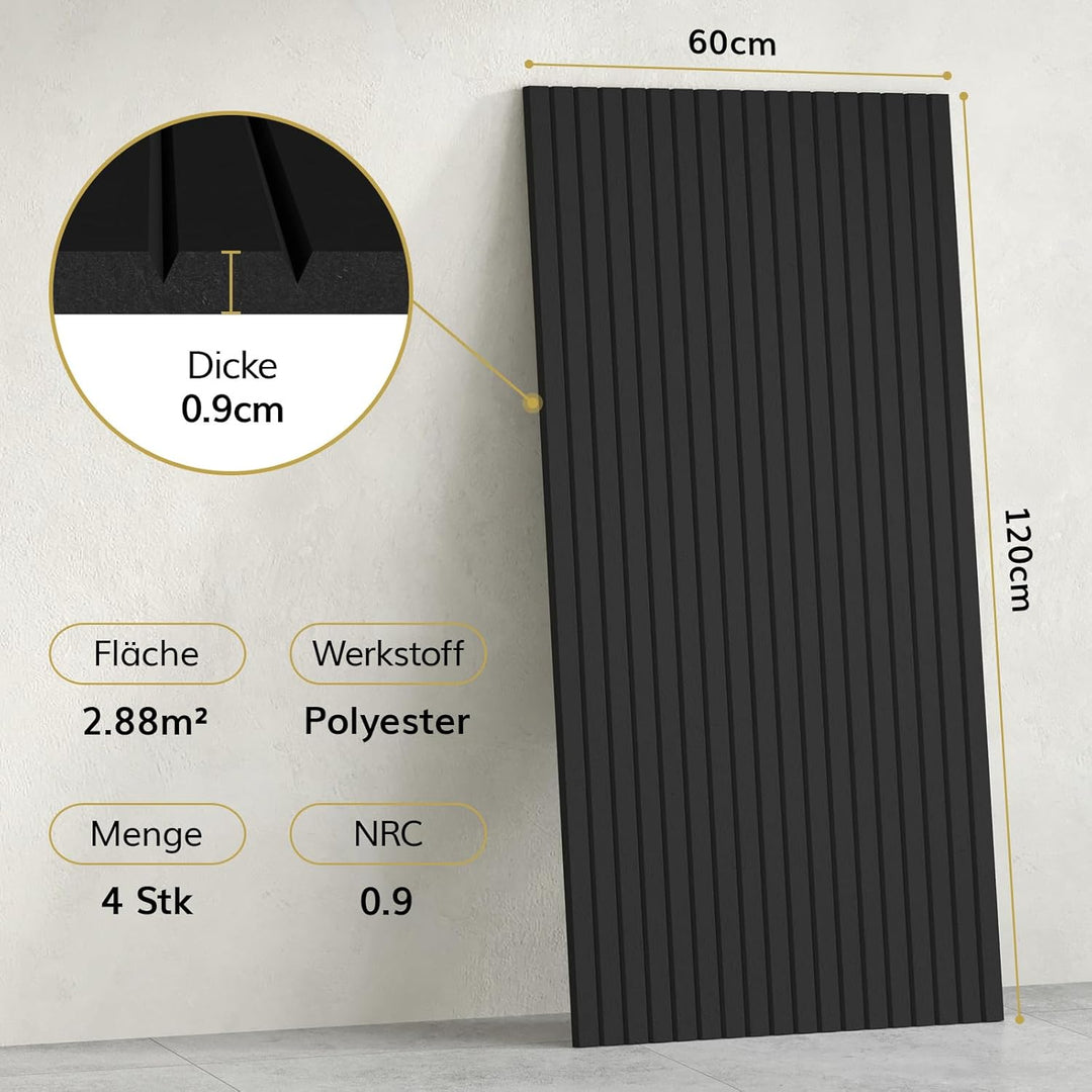 TONOR 4 Pack Akustikpaneele selbstklebend, 120x60x0.9 cm Schalldämmung Schallschutz wand Schallschut
