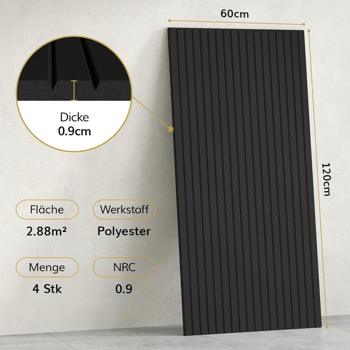 TONOR 4 Pack Akustikpaneele selbstklebend, 120x60x0.9 cm Schalldämmung Schallschutz wand Schallschut