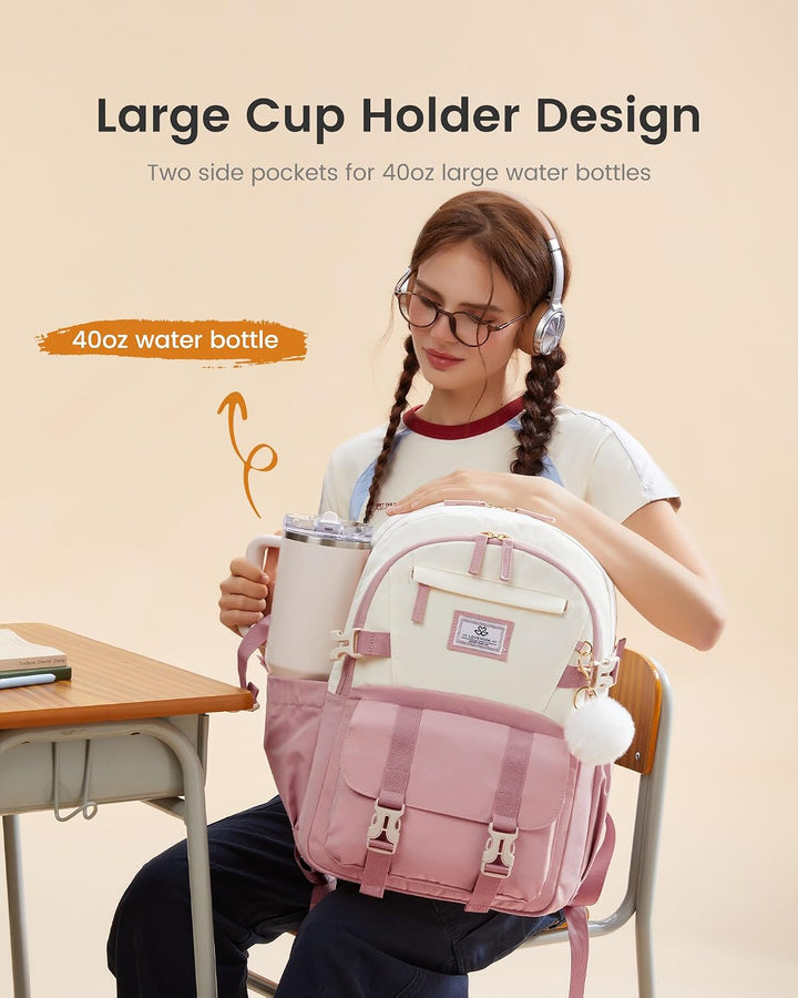 LOVEVOOK Schulrucksack Teenager Mädchen 10-18 Jahre mit Grossem Flaschenfach | Rucksack Damen Multi-