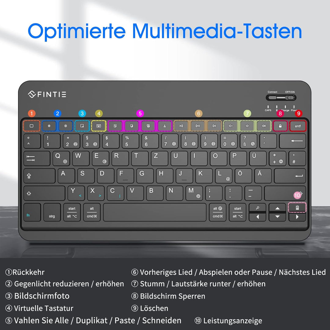 FINTIE Ultradünn Bluetooth Tastatur mit deutschem Layout QWERTZ für iPad Air/Pro/Mini/iPad 10.9/10.2