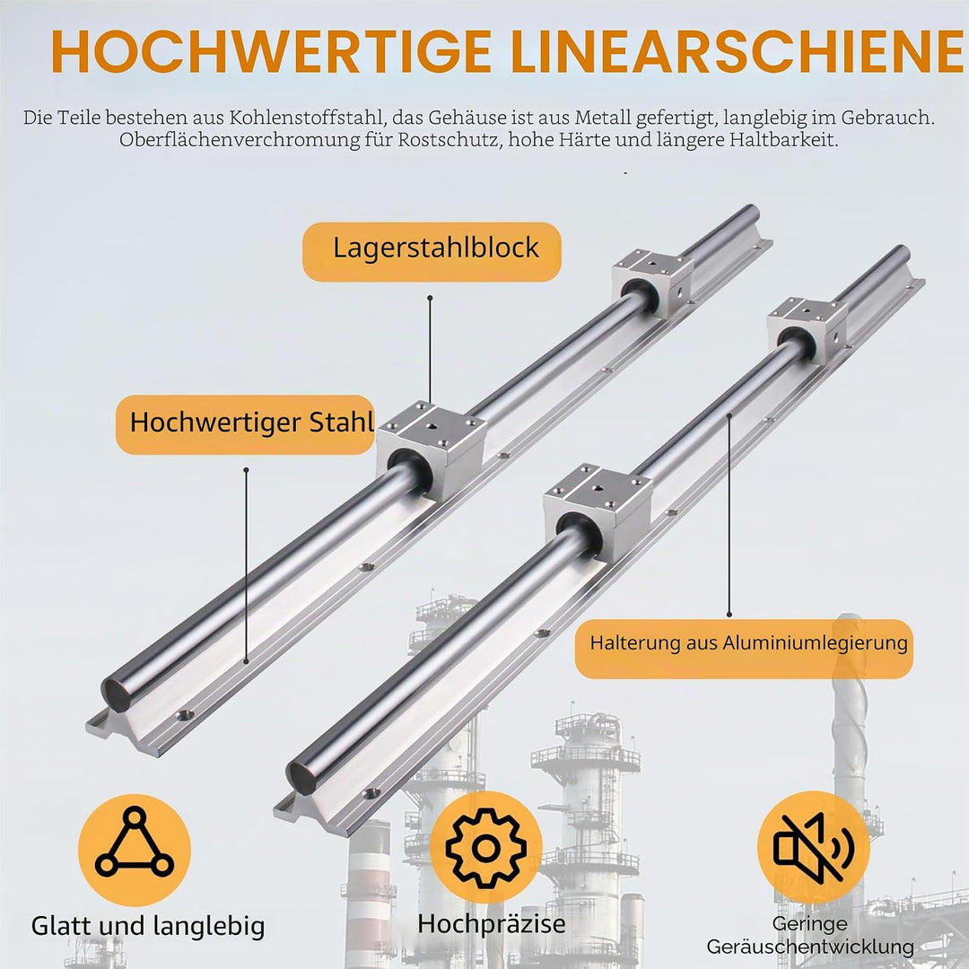 CNCYEAH 2 stücke Linear Schiene SBR16-500mm 16 MM Linearlager Schiene Gleitführung Welle + 4 Stücke