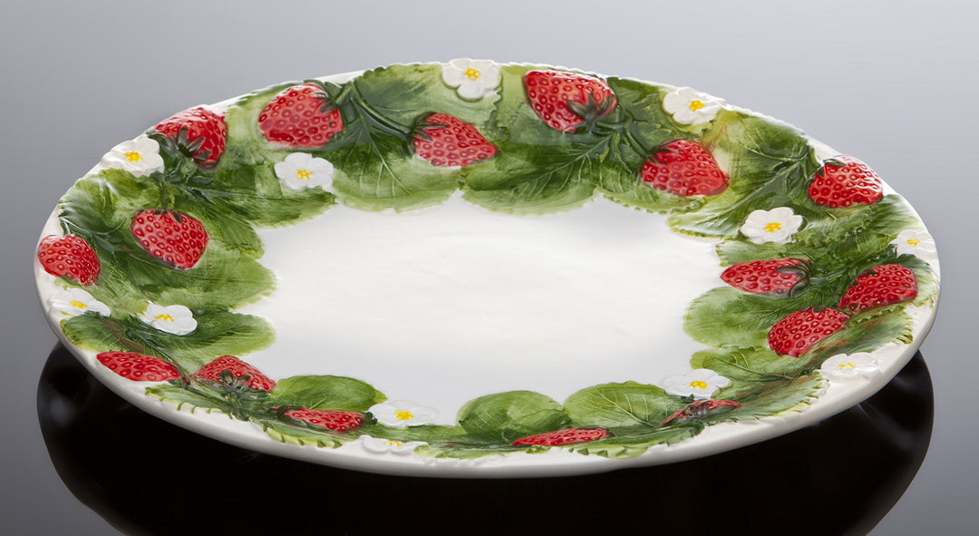 Bassano Ausgefallene italienische Keramik runde Erdbeeren Obstplatte 35x35