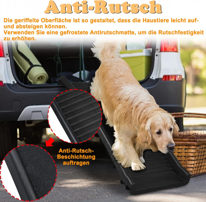 UISEBRT Hunderampe Auto Klappbar Hundetreppe Autorampe Hund Kofferraumrampe für Haustiere Einstiegsh