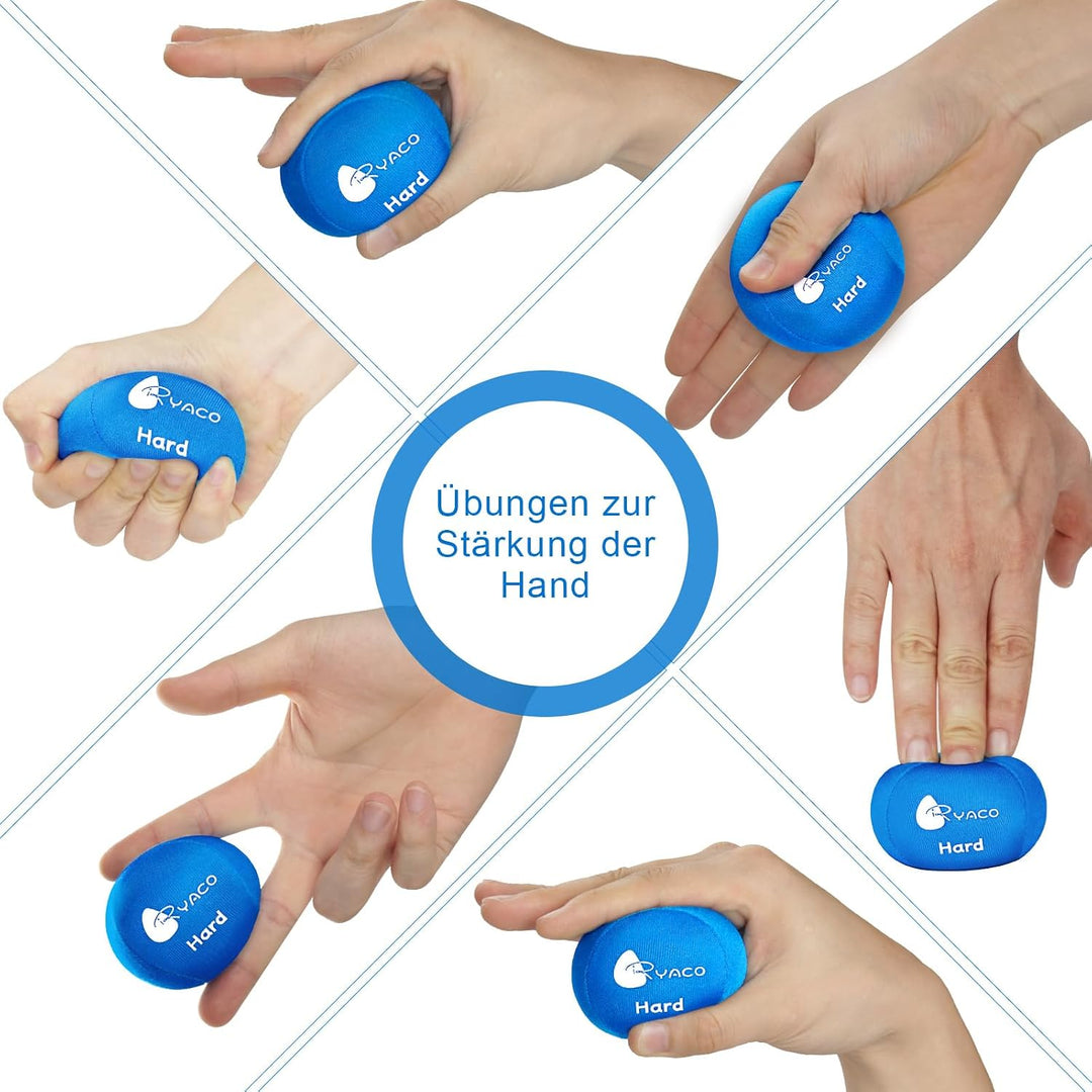 RYACO 6 Stück Gel Stressball für Erwachsene - Antistressball Mit verschiedenen Stärken und Grössen -
