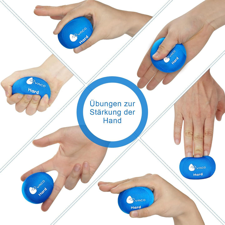 RYACO 6 Stück Gel Stressball für Erwachsene - Antistressball Mit verschiedenen Stärken und Grössen -