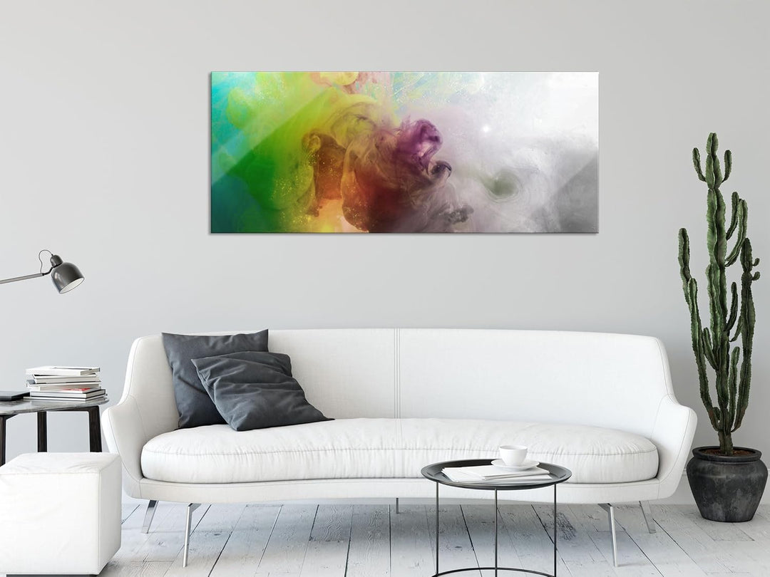 Glasbild Panorama | Wandbild aus Echtglas | mystisch verfärbte Wirbel | 120x50 cm | inkl. Aufhängung