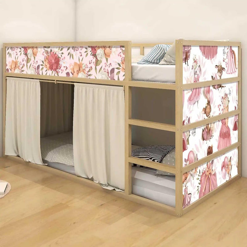 WANDKIND Aufkleber für IKEA KURA Kinderbett Hochbett Klebefolie Möbelfolie Sticker Kinderzimmer Prin
