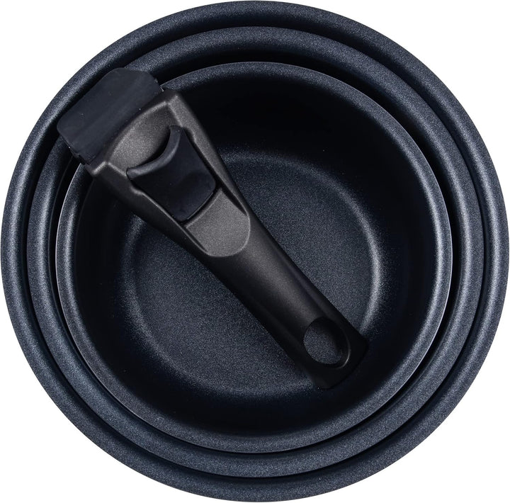 BERGNER Click&amp;Cook Red Edition | Topfset 3- teilig 16, 18 und 20 cm + Abnehmbarer Griff | Gepresstes