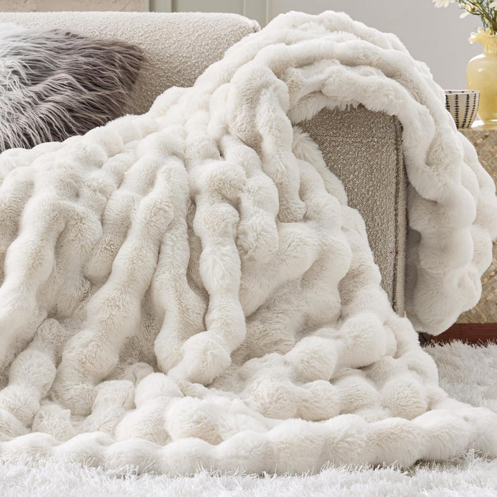 BEDSURE Kuscheldecke Kaninchen Flauschig, Dicke Und Warme Sofadecke Für Den Winter, Kunstfelldecke,