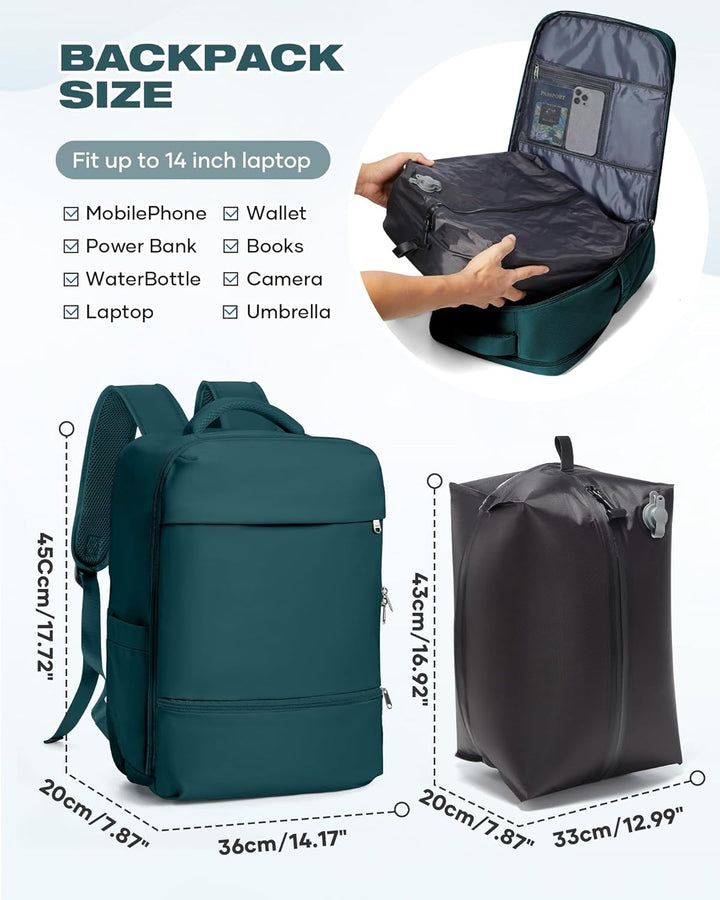 SZLX Grosser Reiserucksack Damen,Vakuum Rucksack mit Pumpe Ryanair Handgepäck 40x30x20 Herren, Wizza