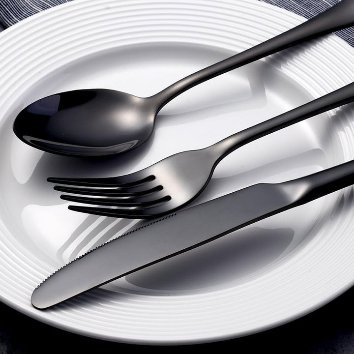 Besteckset 16stk Buyer Star Edelstahl Besteckset Schwarz Messer Gabeln Besteckservice für 4 Personen