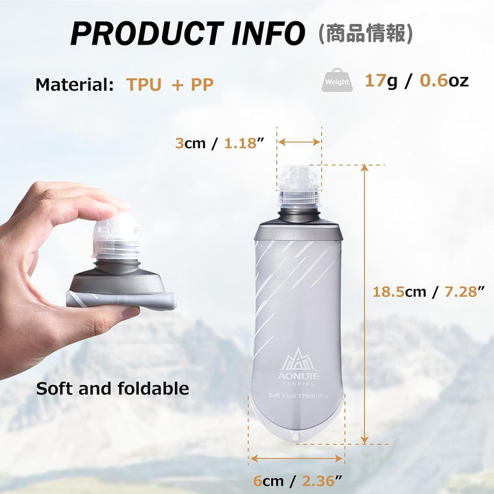 Azarxis TPU Faltbarer Soft Flask, BPA-Frei Trinkblase Trinkflaschen Wasserflasche für Trinkrucksack