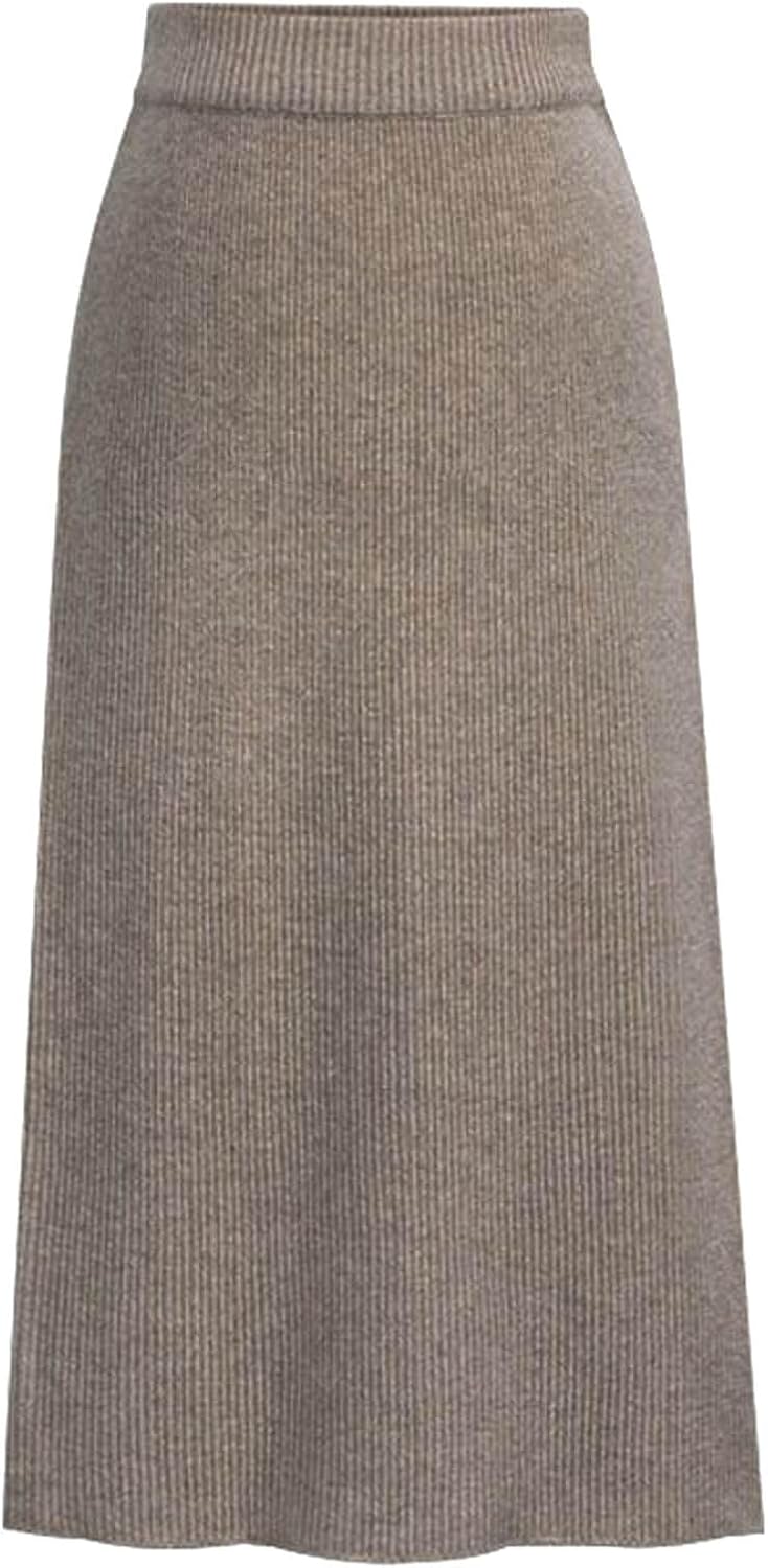 Generisch 2025 mittellanger Wollrock Dicker Rock Real 12 (Khaki S)