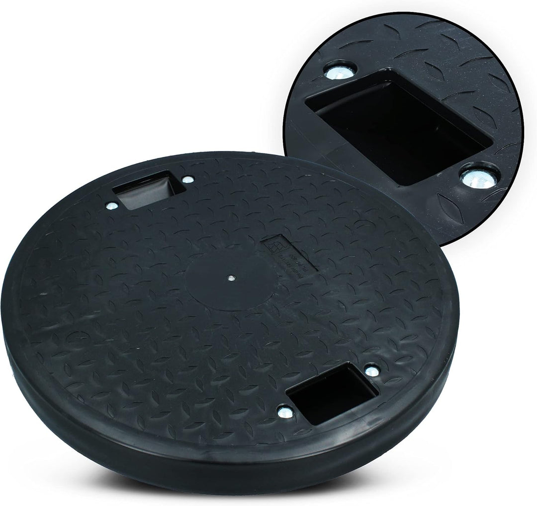 Schachtabdeckung Kunststoff Rund Ø DN600 Schwarz PP Kanaldeckel Schachtdeckel | Abflusssteigrohr Roh