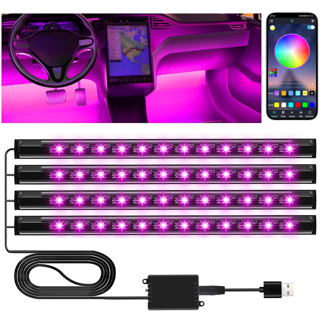 Winzwon LED Innenbeleuchtung Auto, Geschenke für Männer Frauen, Auto Zubehör LED Strip Innenraumbele