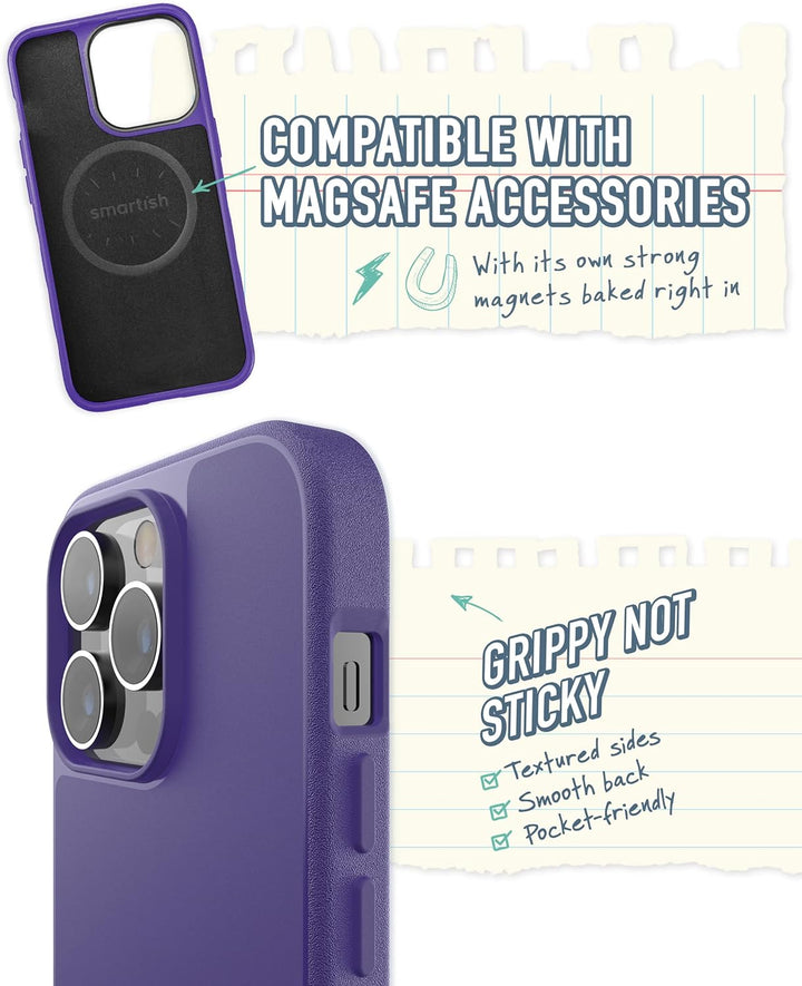 Smartish iPhone 14 Pro Slim Case – Gripmunk kompatibel mit MagSafe [Leicht + Schutz] Dünne Griffabde
