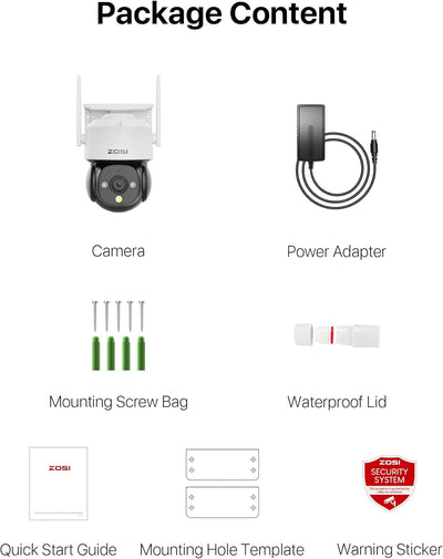 ZOSI 1080p WLAN Überwachungskamera Aussen mit Plug-in Strom, 360° Pan Tilt 2MP WLAN Domekamera, AI P