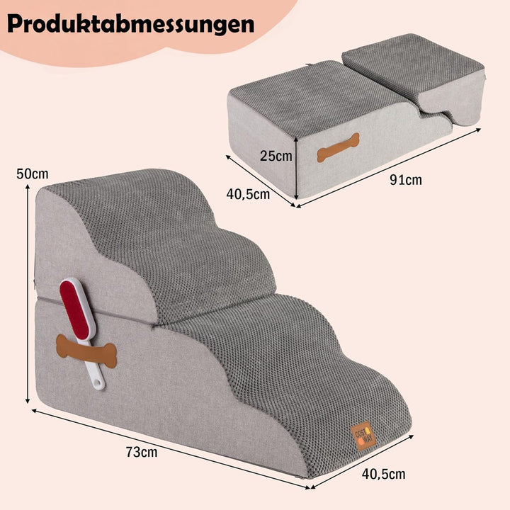 COSTWAY Hundetreppe 4/5 Stufen, Haustiertreppe für Kleine Hunde &amp; Katzen, 50 cm hoch Treppe aus Hoch