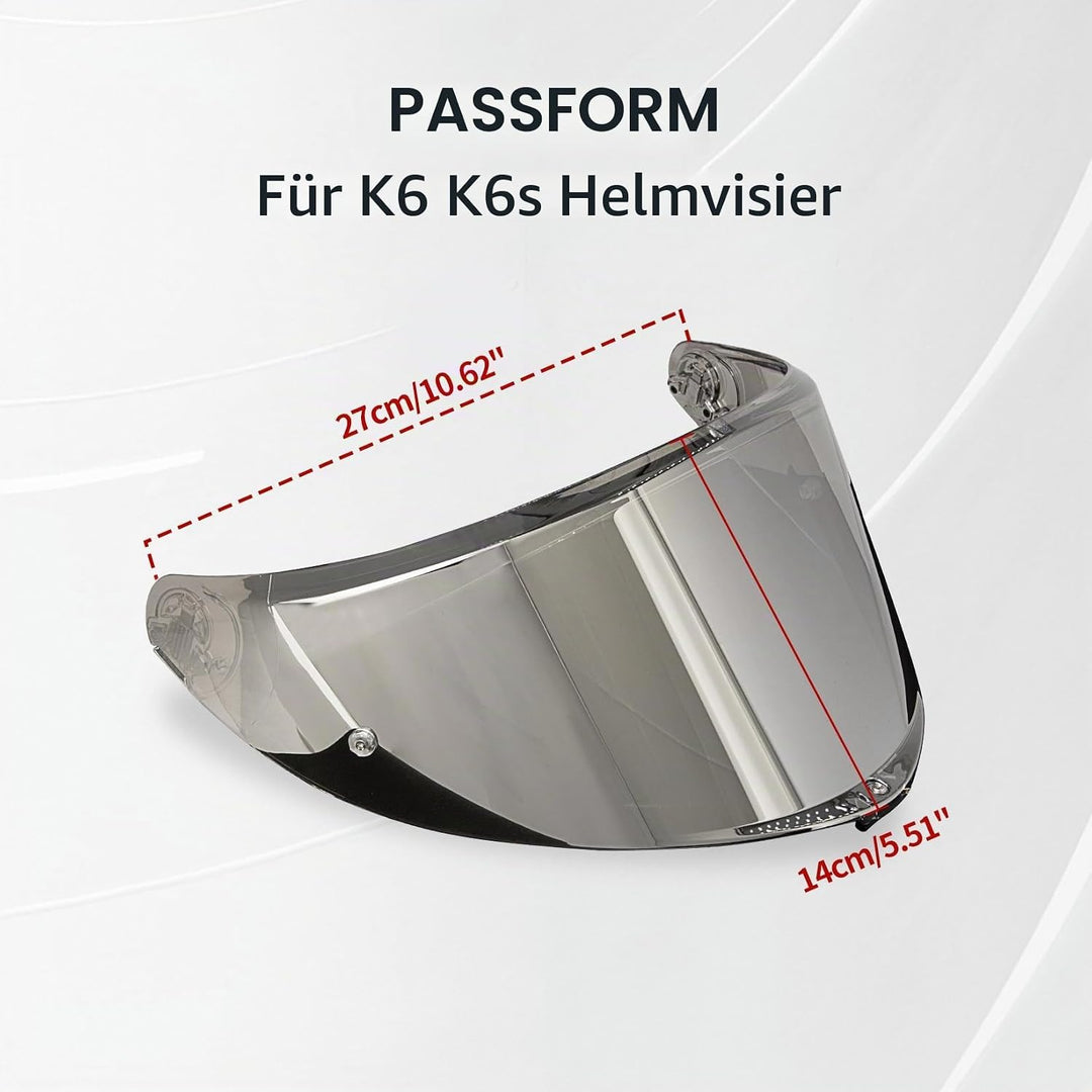 PSLER Helmvisier für K6 K6s - Helmgesichtsschutz Getöntes Visier Motorradhelm Zubehör Ersatz für K6