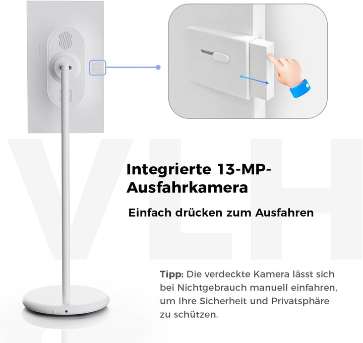 VLH 27 Zoll Portable TV auf Rollen, FHD Mobiler Tragbarer Fernseher, Android 15, EDLA-Zertifiziert,