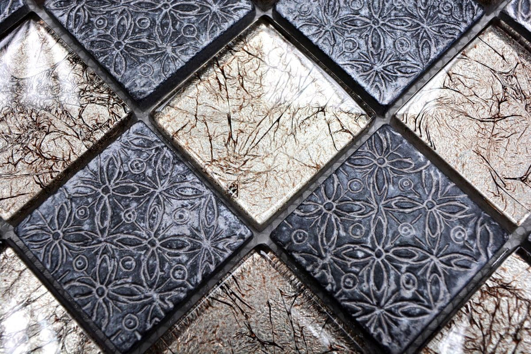 Glasmosaik Quadrat Crystal/Resin Optik mix Transluzent Transparent 3D, Mosaikstein Format: 48x48x8 m