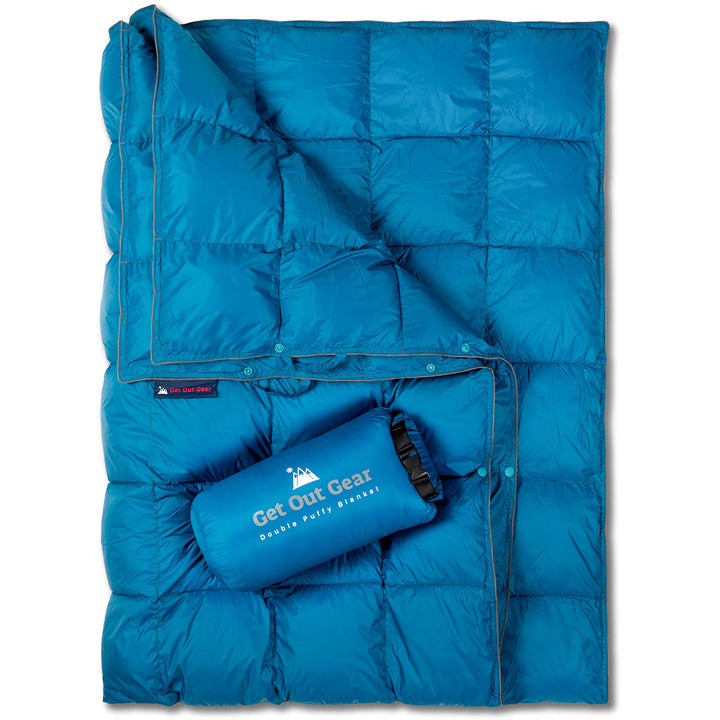 Get Out Gear Doppelt bauschige Campingdecke, extra bauschig, verstaubar, leicht und warm, ideal für