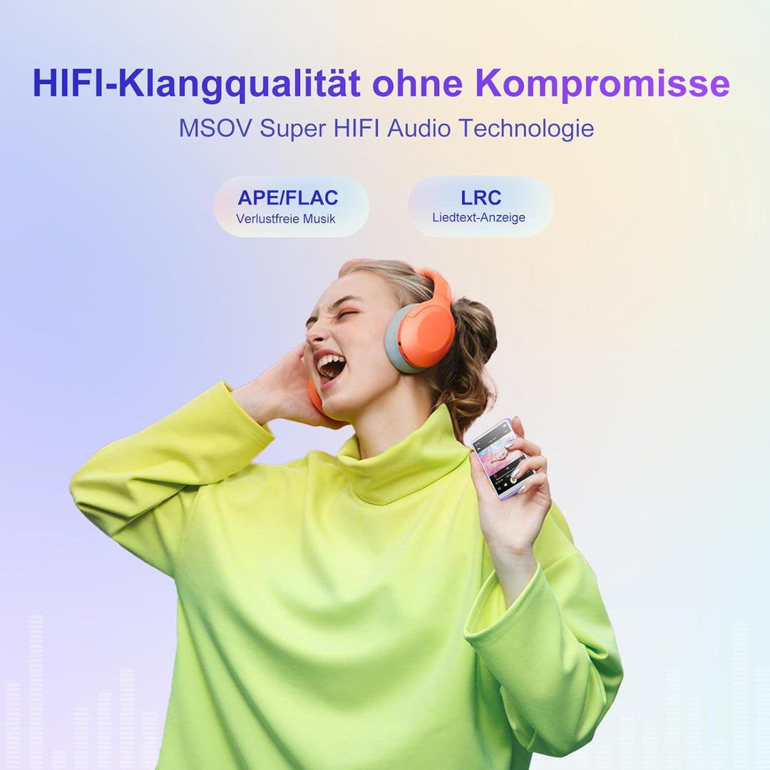 MECHEN Bluetooth 5.3 MP3 Player mit Touchscreen, 64GB MP3-Player mit Lautsprecher, HiFi-Ton, FM-Radi