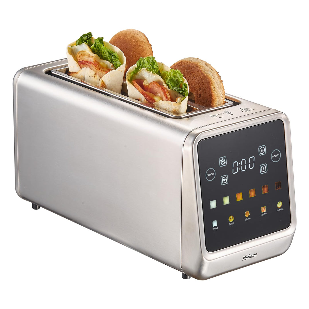Yabano Toaster 4 Scheiben mit Touchscreen & Memory-Funktion, Single-Slice-Technologie, Timer, Auftau