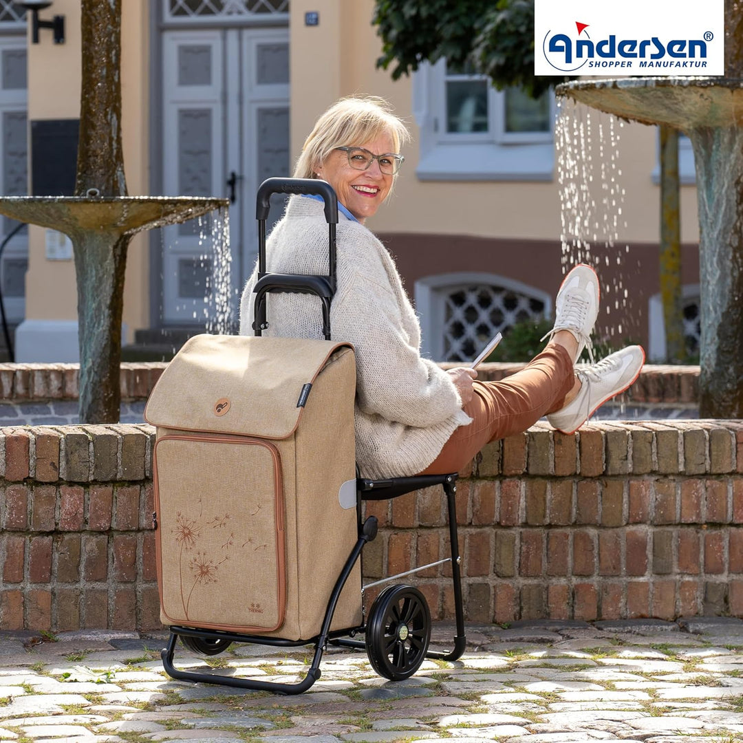 ANDERSEN Einkaufstrolley - Komfort Shopper Erbo beige 45 L Einkaufswagen, gross, Thermo, vielseitig,