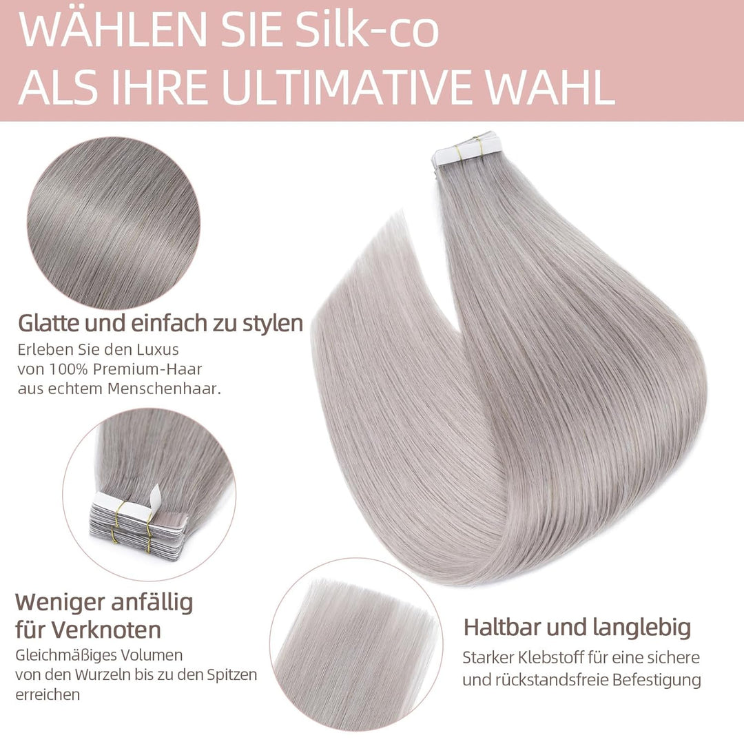Silk-co Tape in Extensions Echthaar 20stk, leicht Version Tape Extensions Echthaar, Remy Haarextensi