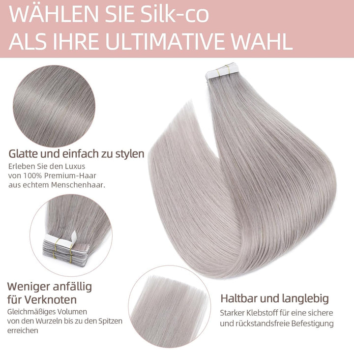 Silk-co Tape in Extensions Echthaar 20stk, leicht Version Tape Extensions Echthaar, Remy Haarextensi