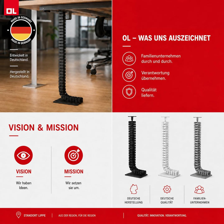 Kabelführung eckig Kuba Slim Line Länge:1260 mm Kabelschlauch Made in Germany (Silber), Silber