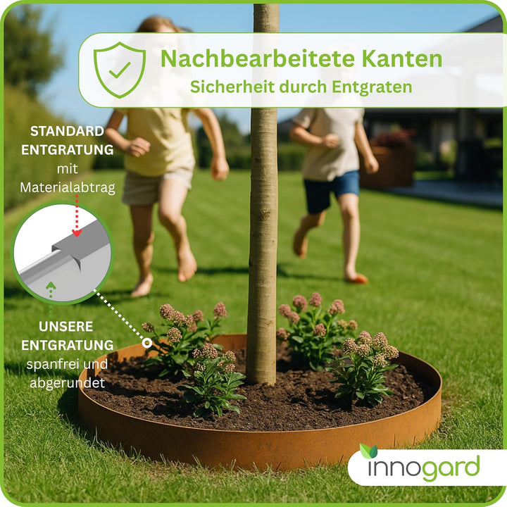 innogard Rasenkante Cortenstahl L5m H15cm - Flexible Beeteinfassung 1 mm stark Rasenkantenband für G