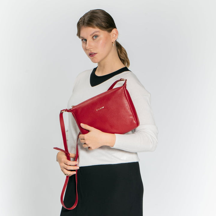 Lazarotti Bologna Leder Umhängetasche Damen | verstellbarer Schultergurt | grosse Crossbody Bag | Sc