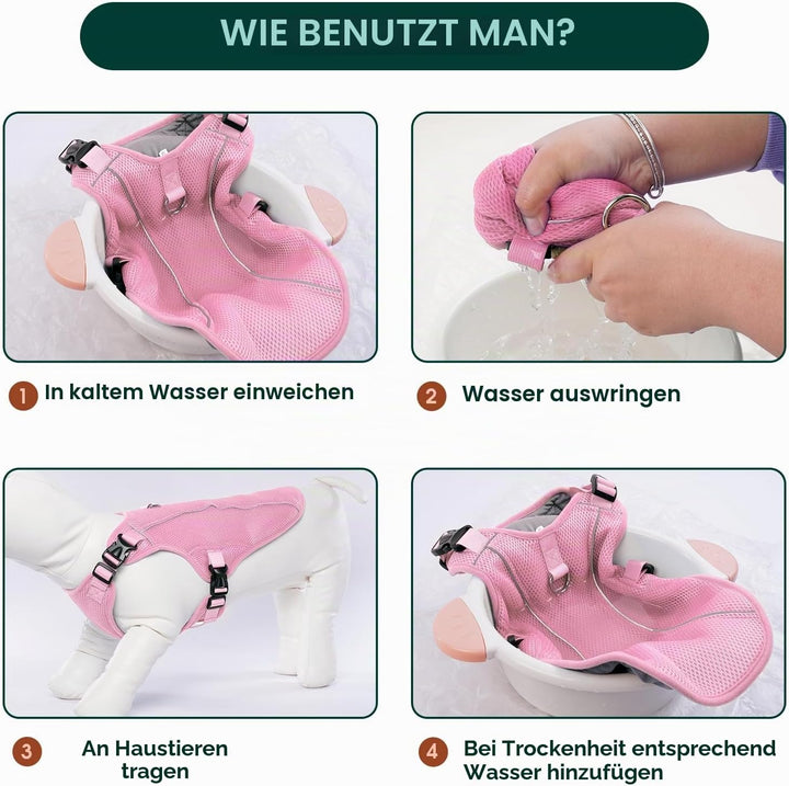 Kuoser Hund Kühlweste, Kühlweste für Hunde zur Abkühlung im Sommer, Atmungsaktive Hundekühlweste mit