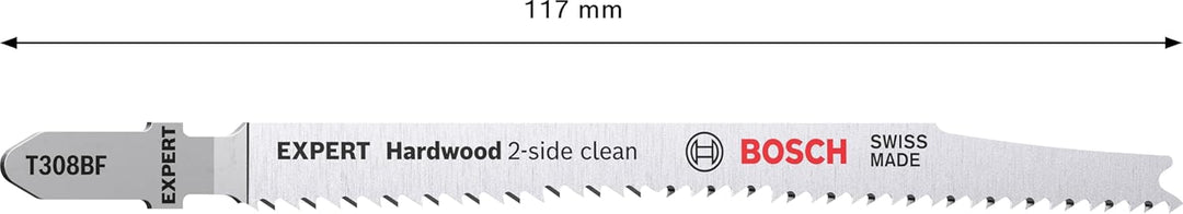 Bosch 5x EXPERT Hardwood 2-side clean T308BF Stichsägeblatt (für Kunststoffbeschichtete Platten, Mul