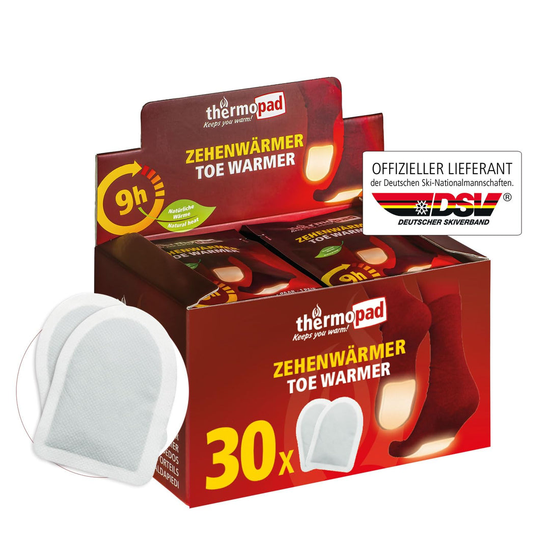 THERMOPAD Zehenwärmer - DAS ORIGINAL: 30 Paar Wärmepads für 8 Stunden Wärme | Sofort einsatzbereiter