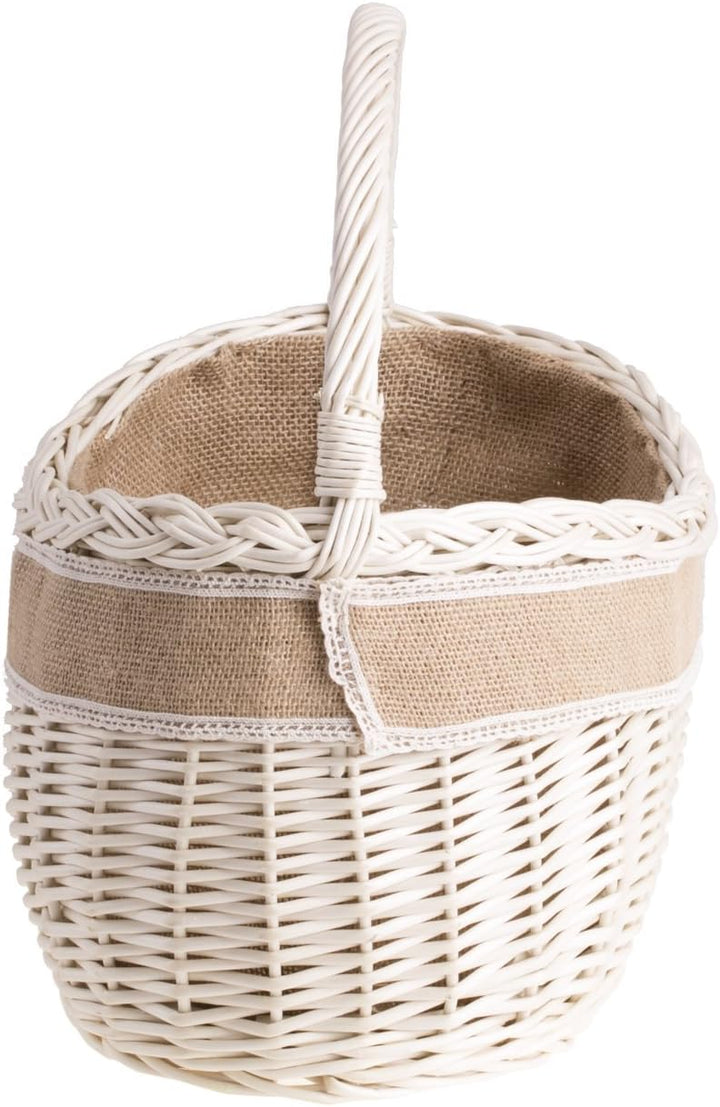 Einkaufskorb Weide Geflochtener Korb mit Henkel Aufbewahrungskorb Leicht Picknickkorb Geschenkkorb L