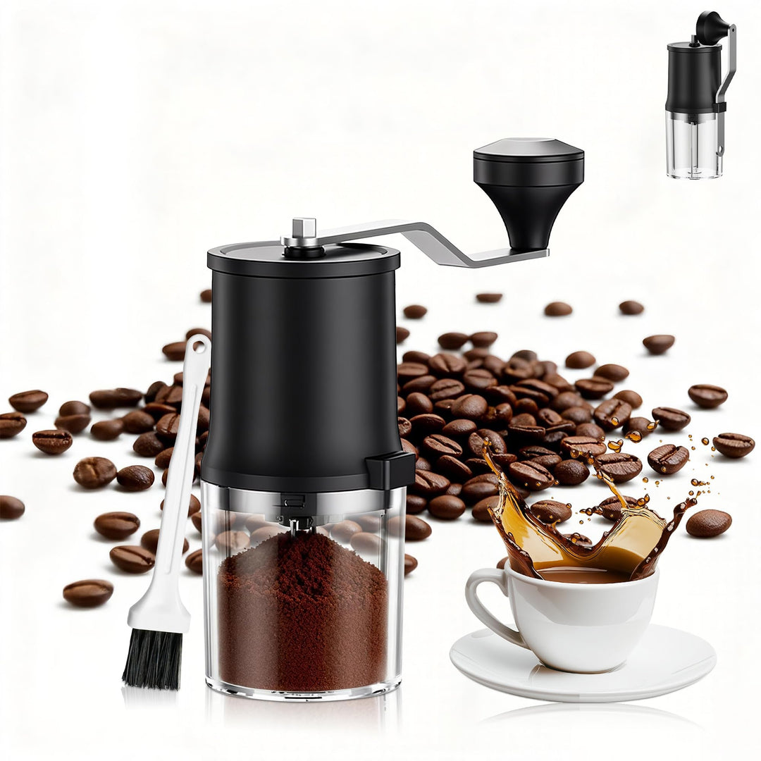 Manuelle Kaffeemühle, Tragbare Kaffeemühle mit konischem Keramik-Lockenwickler, Kapazität 30 g, Geei