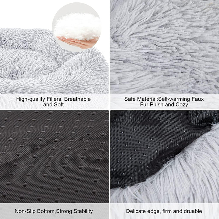 Katzenbett Rund, 60CM Katzenbett Flauschig Haustierbett Waschbar Hundebett Weiches Plüsch Katzenkörb