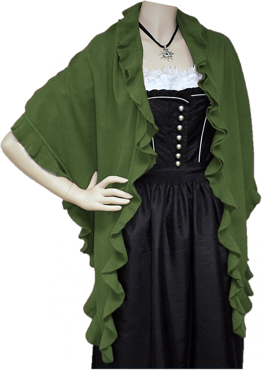 Poncho Cape Trachtentuch Umhang Stola Schultertuch Trachten-Tuch Damen Strickponcho Tracht Strick Tr