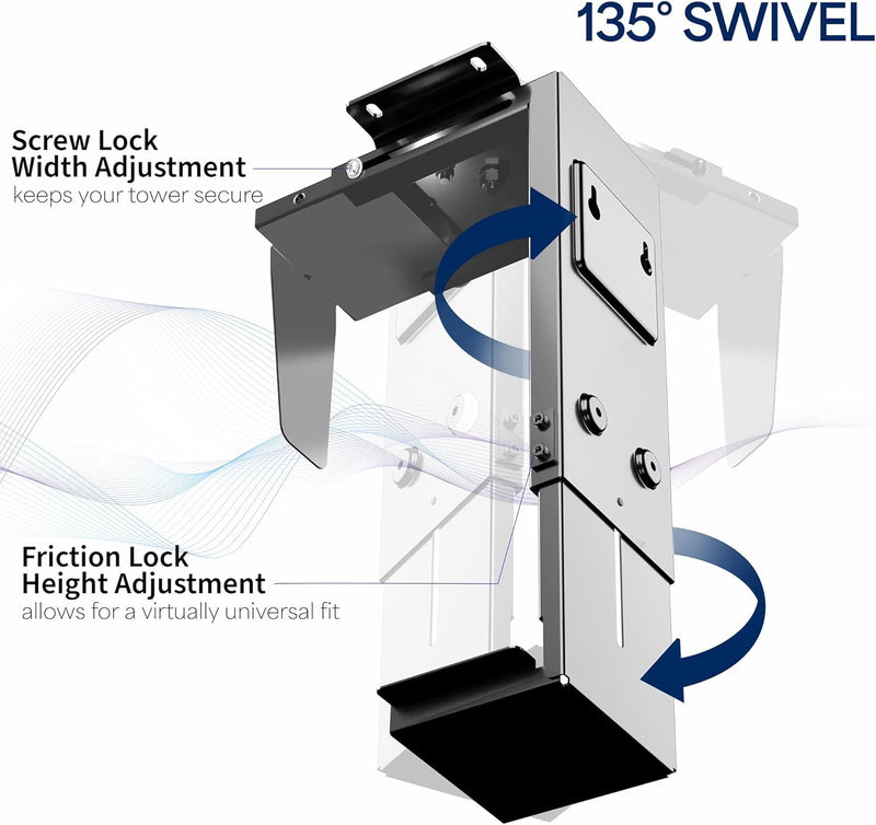 VIVO MOUNT-PC01 Verstellbare PC-Halterung für Schreibtisch und Wand, Computergehäuse-Halterung mit D