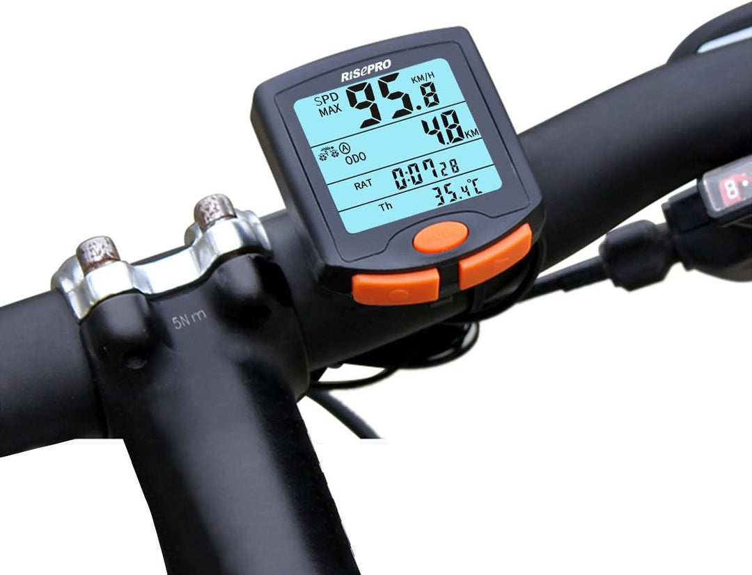 Risepro Kabelloser Fahrradcomputer, wasserdicht, Multifunktions-Fahrradcomputer mit hintergrundbeleu