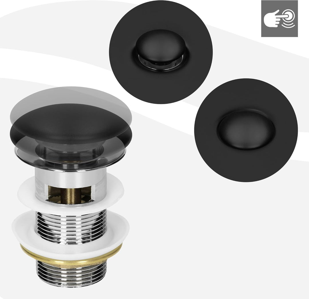 ML-Design Waschbecken aus Keramik in Schwarz matt Ø 420x170 mm mit Ablaufgarnitur, Runde Aufsatzwasc