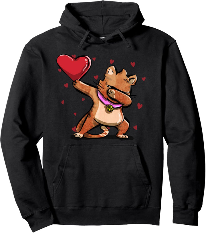 Tupfender Katze & Herz - Lustige Valentinestag Geschenke Pullover Hoodie