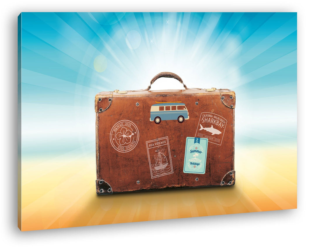 deyoli Reisekoffer aus Leder Format: 80x60 als Leinwandbild, Motiv fertig gerahmt auf Echtholzrahmen