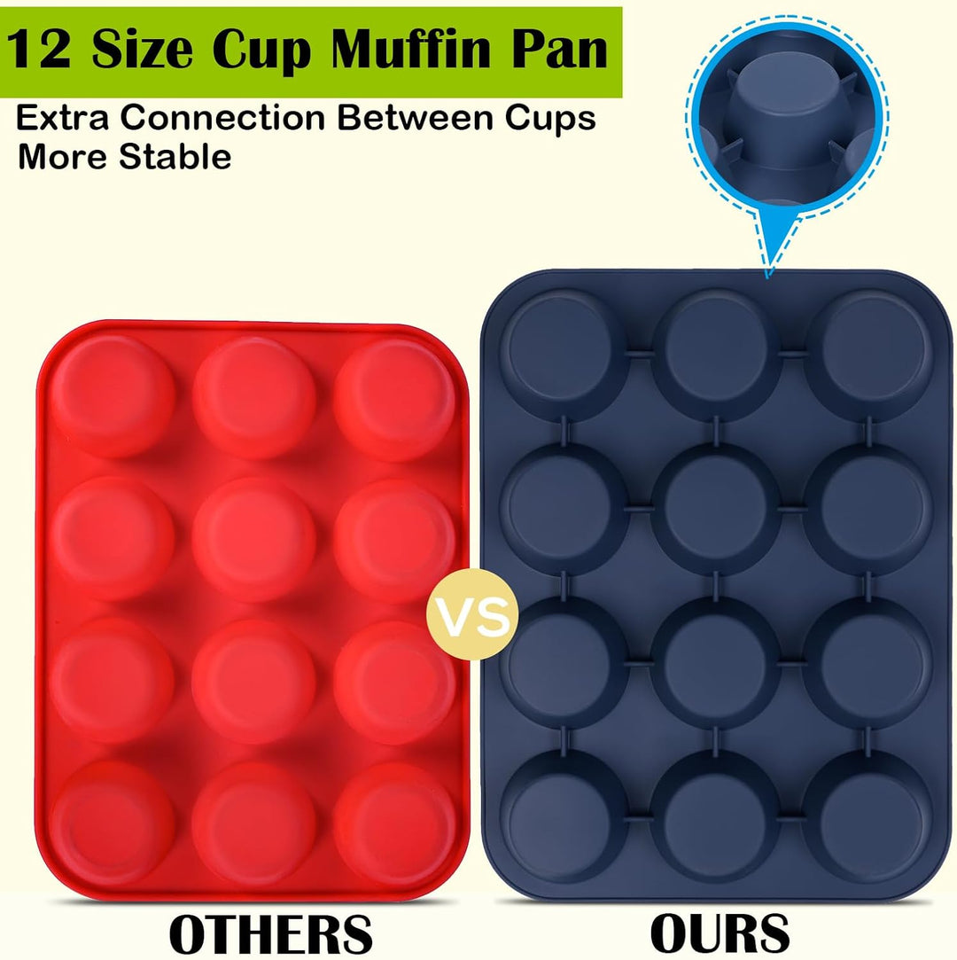 SUPER KITCHEN 2 Stück Grosse Muffinform aus Silikon für 12 Muffins, Antihaft Muffinblech Antihaftbes